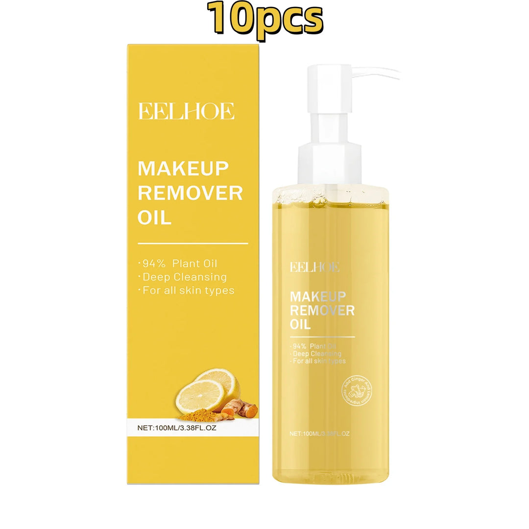 Eelhoe 100ml Ginger Lemon Makeup Remover Oil Cares Skin Clean Pores Makeup Residue Refreshing Non Tight Makeup Remover Oil