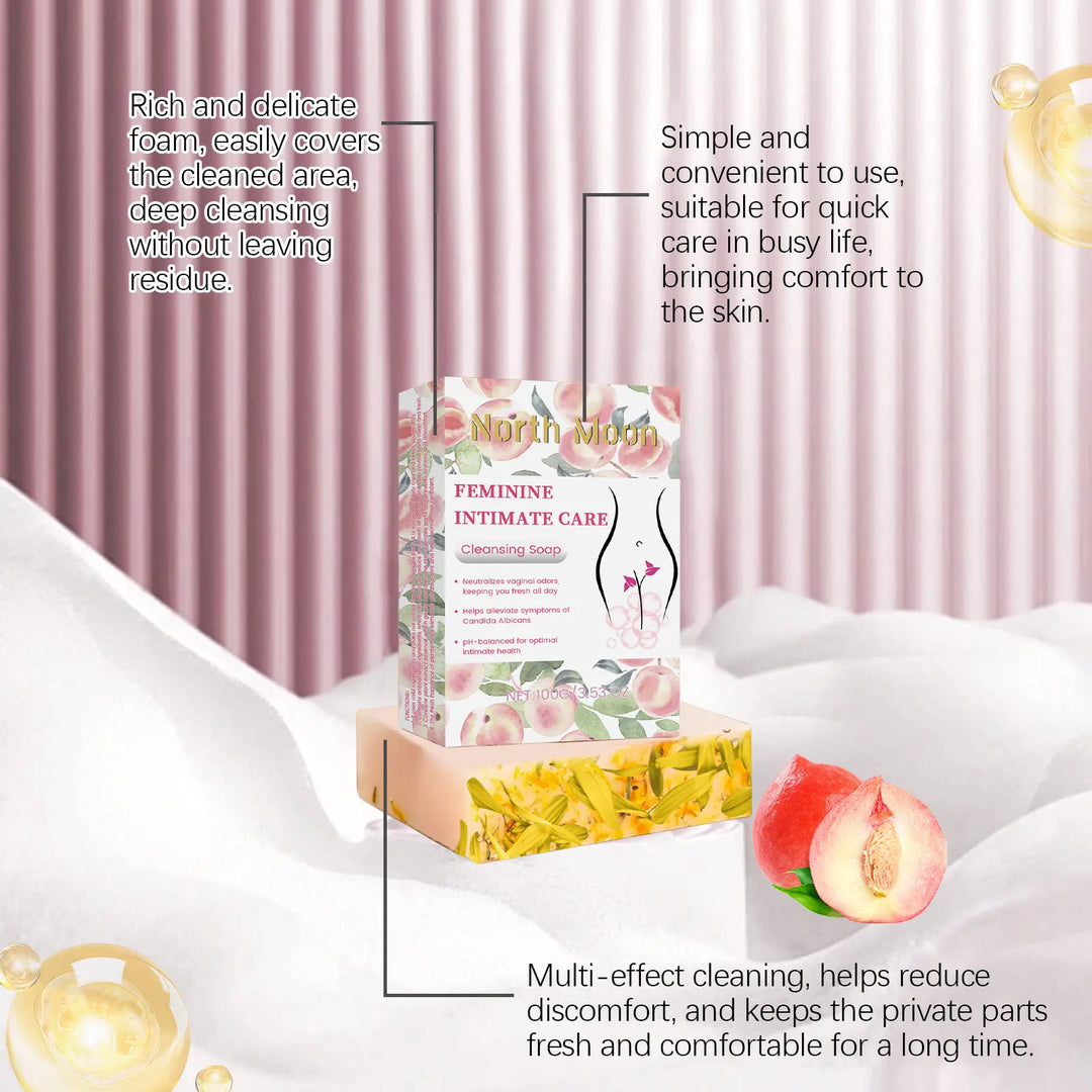 North Moon 100g Cleansing Body Yoni Soap PH Balance Moisturizing Female Wash Private Parts Hygiene Remove Odor Itch Relieve Soap