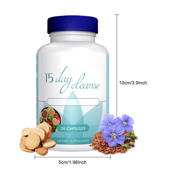 15 Day Colon Cleanse Detox - Supports Weight Loss, Advanced Bowel Movement, Constipation Relief and Relaxation - 30 Capsules