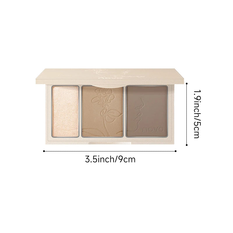 3-In-1 Contouring Powder - Easy To Blend, Highlight And Contour Palette, Ultra-Fine And Long-Lasting, Complexion-Enhancing Shade