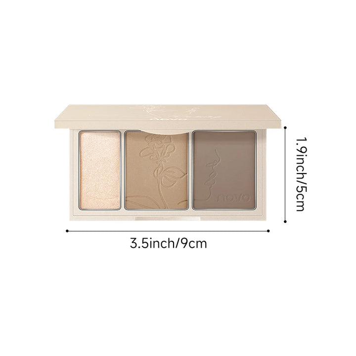 3-In-1 Contouring Powder - Easy To Blend, Highlight And Contour Palette, Ultra-Fine And Long-Lasting, Complexion-Enhancing Shade