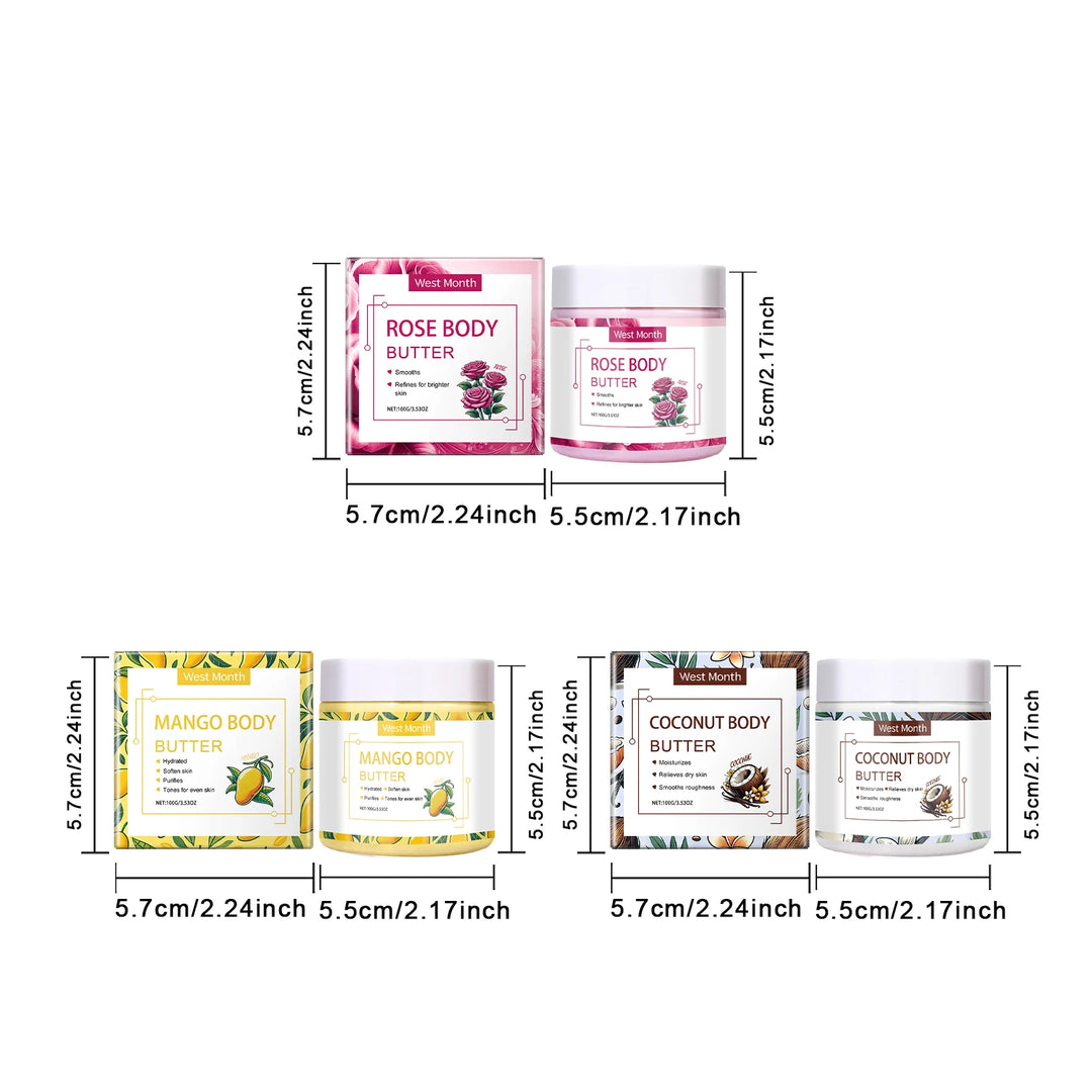 WEST MONTH Coconut,Rose,Mango Body Butter Deep Moisturizing Continuously Releases Moisture Winter Skincare 100g