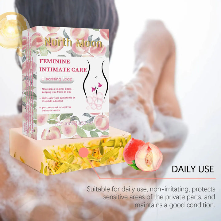 North Moon 100g Cleansing Body Yoni Soap PH Balance Moisturizing Female Wash Private Parts Hygiene Remove Odor Itch Relieve Soap