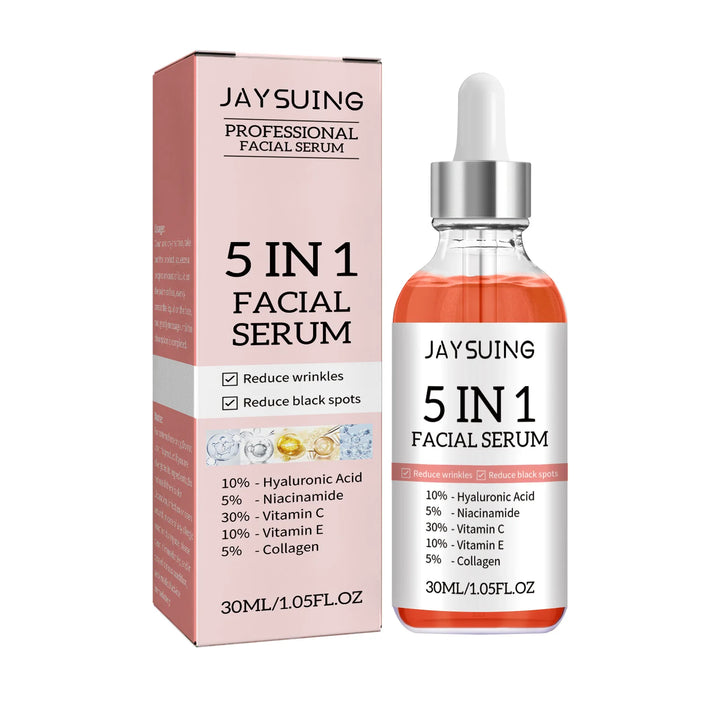 Professional Facial Serum 5 In 1 Reduce Black Spots Anti Aging Brighten Even Skin Tone Fine Lines Wrinkles Vitamin C Face Serum