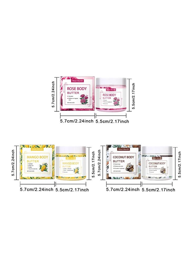 WEST MONTH Coconut,Rose,Mango Body Butter Deep Moisturizing Continuously Releases Moisture Winter Skincare 100g