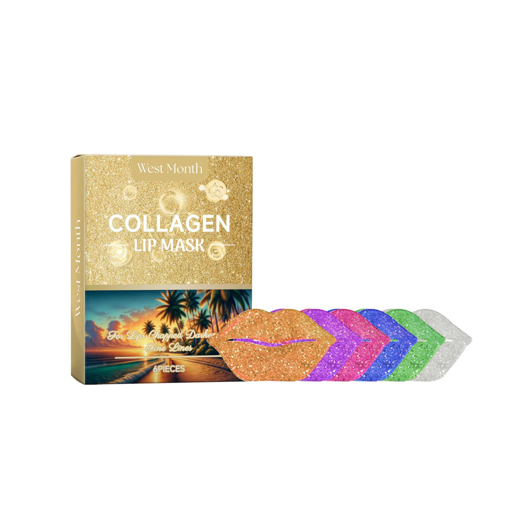 West&Month 6pcs Collagen Lip Mask Hydrating Firming Fade Lip Lines Nourishing Night Sleep Smooth Anti Dry Care Lips Plumper Mask