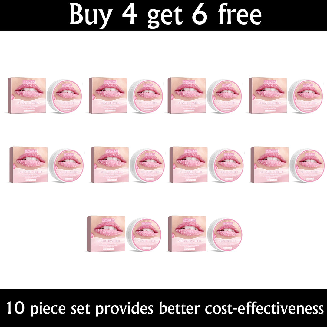 JAYSUING Sugar Lip Balm Fruite Fragrance Moisturizing Lip Gloss Mask Base Makeup Fades Lips Lines Anti-Cracking Care Lip Scrub