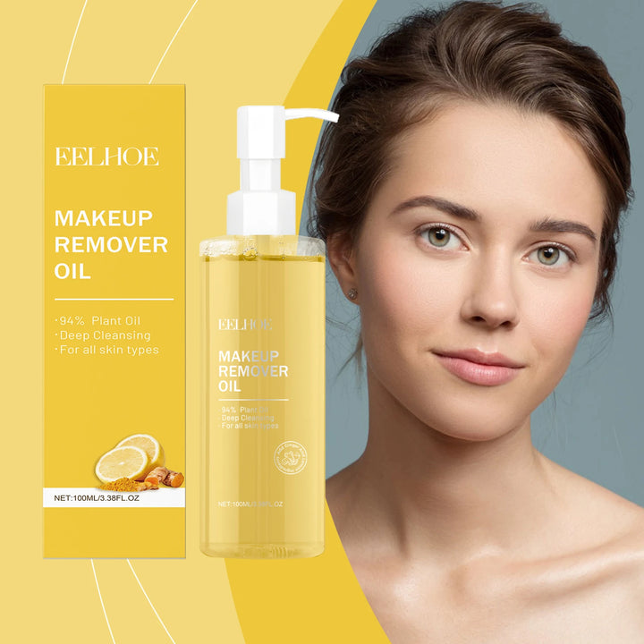 Eelhoe 100ml Ginger Lemon Makeup Remover Oil Cares Skin Clean Pores Makeup Residue Refreshing Non Tight Makeup Remover Oil