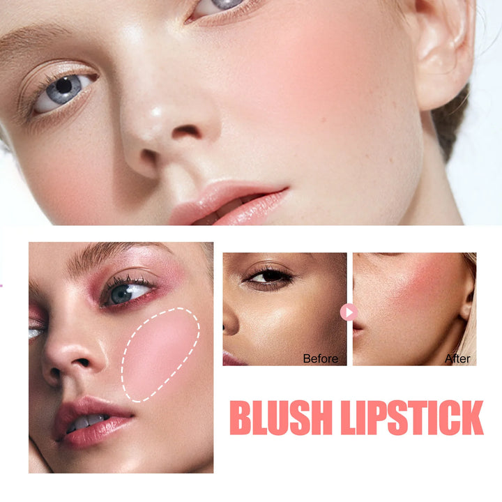 OUHOE 5G Blush Lipstick Non-Sticky Moisturizing Elastic Jelly Texture Lasting Nourishing Blush Lip Balm Natural Glossy Finish