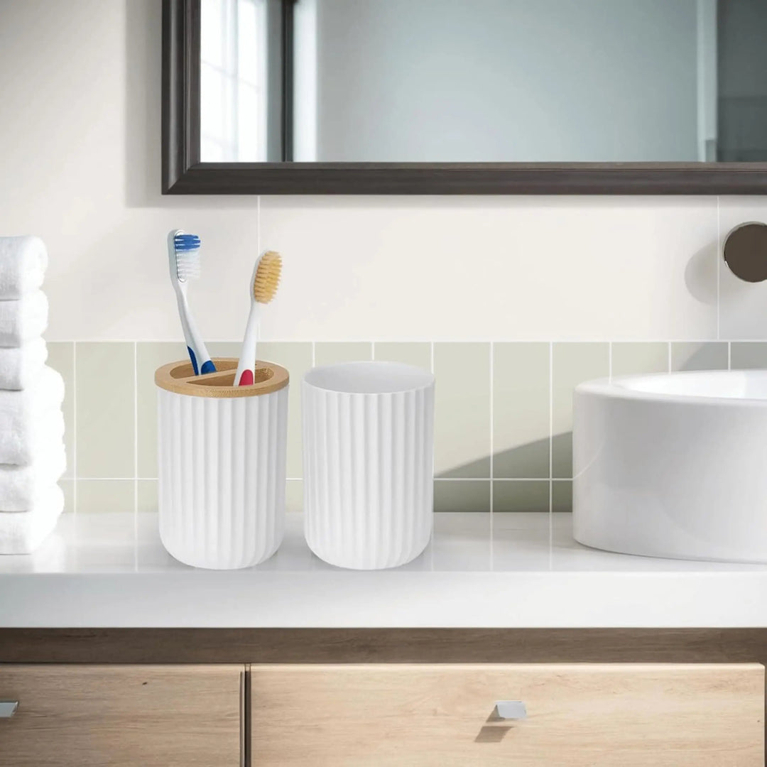 Bathroom Accessories Set 6 Piece Bath Ensemble Includes Toothbrush Holder for Decorative Countertop and Housewarming Gift