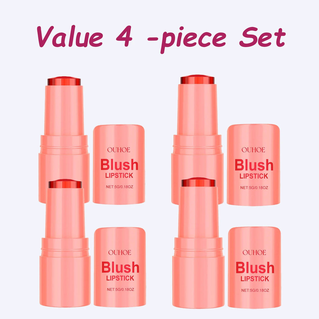 OUHOE 5G Blush Lipstick Non-Sticky Moisturizing Elastic Jelly Texture Lasting Nourishing Blush Lip Balm Natural Glossy Finish