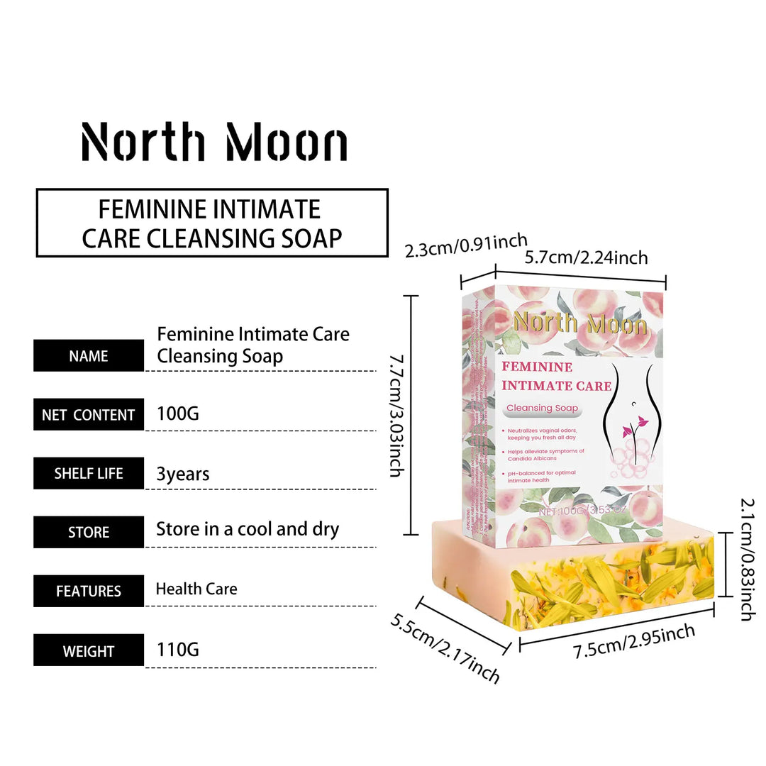 North Moon 100g Cleansing Body Yoni Soap PH Balance Moisturizing Female Wash Private Parts Hygiene Remove Odor Itch Relieve Soap