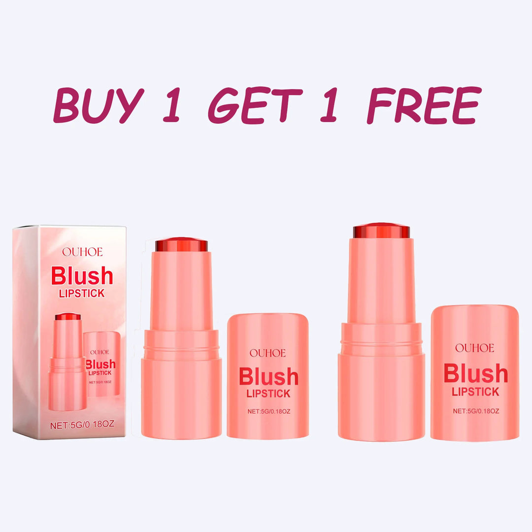 OUHOE 5G Blush Lipstick Non-Sticky Moisturizing Elastic Jelly Texture Lasting Nourishing Blush Lip Balm Natural Glossy Finish