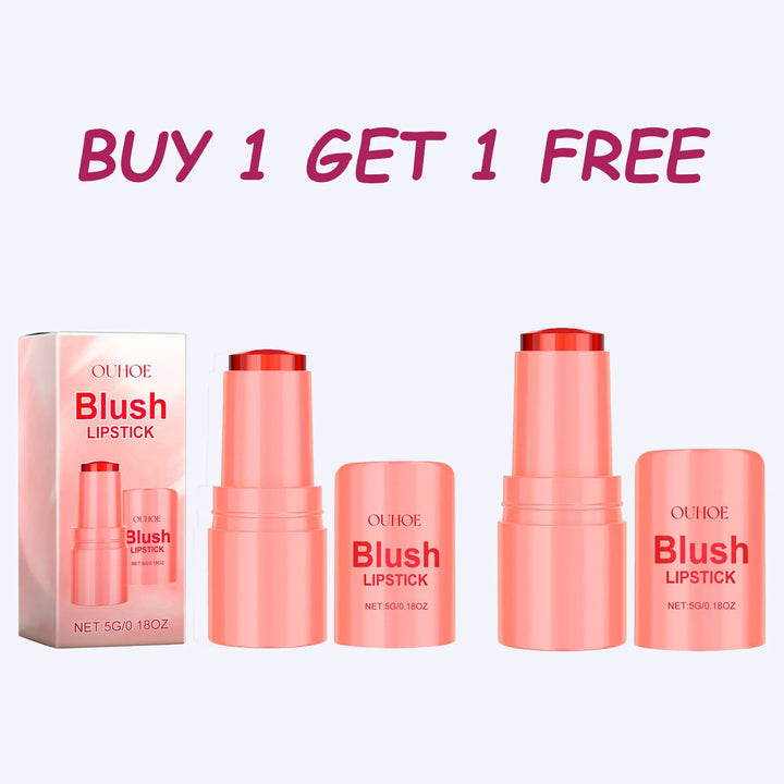 OUHOE 5G Blush Lipstick Non-Sticky Moisturizing Elastic Jelly Texture Lasting Nourishing Blush Lip Balm Natural Glossy Finish