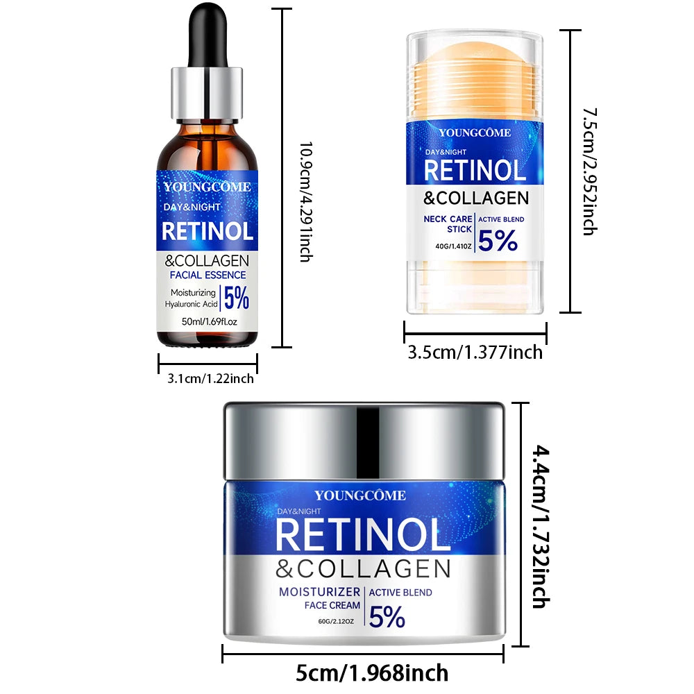 Retinol Wrinkle Remover Facial Serum Set Instant Firming Lift Anti-Aging Cream Fade Fine Lines Whitening Moisturizing Skin Care