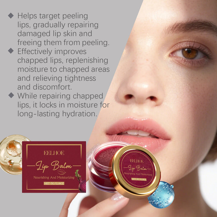 EELHOE Beetroot Red Tinted Lip Balm for Chapped Lips Smooth Skin Barrier Repair Anti Crack Shea Butter Moisturizing Lip Balm 5g