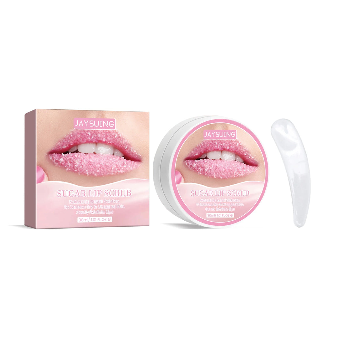 JAYSUING Sugar Lip Balm Fruite Fragrance Moisturizing Lip Gloss Mask Base Makeup Fades Lips Lines Anti-Cracking Care Lip Scrub