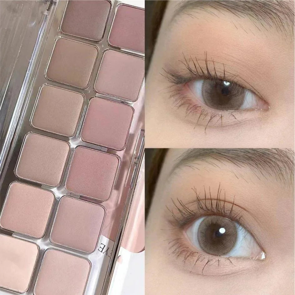 12-Color Low-Saturation Eyeshadow Palette, Matte Apricot Eyeshadow Palette, Everyday Earth Tones, Long-Lasting Eyeshadow