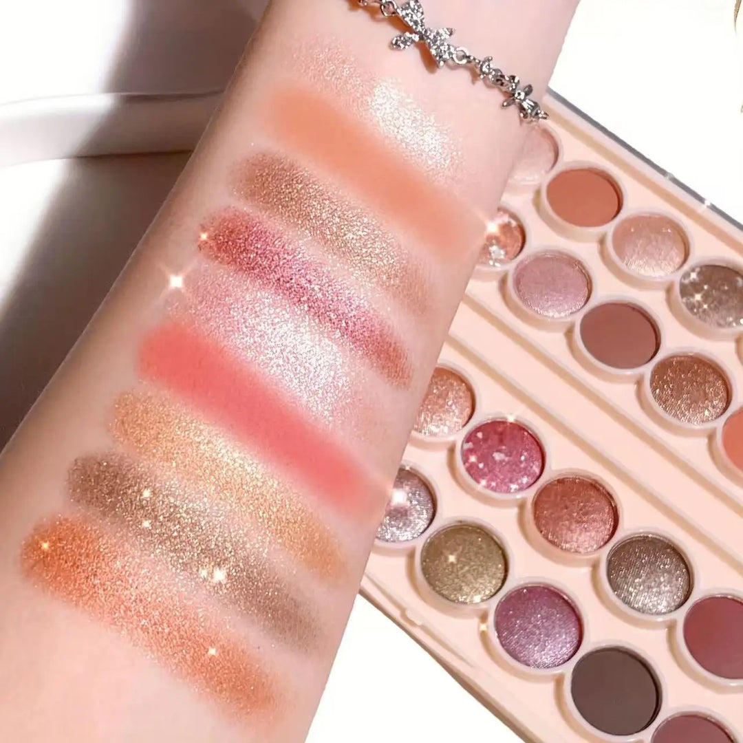 34-Colors Eyeshadow Palette with Brush Matte Shimmer & Glitter High Pigment Waterproof & Sweatproof for Festivals