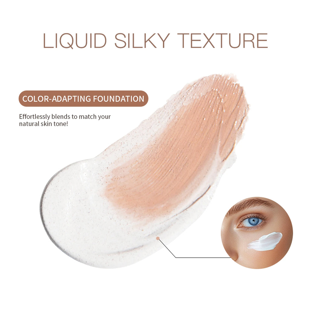Color Changing Foundation 4 in 1 Moisturizing SPF 30+ Hydrating Color Longwearing Waterproof Travel Coverage Makeup Base