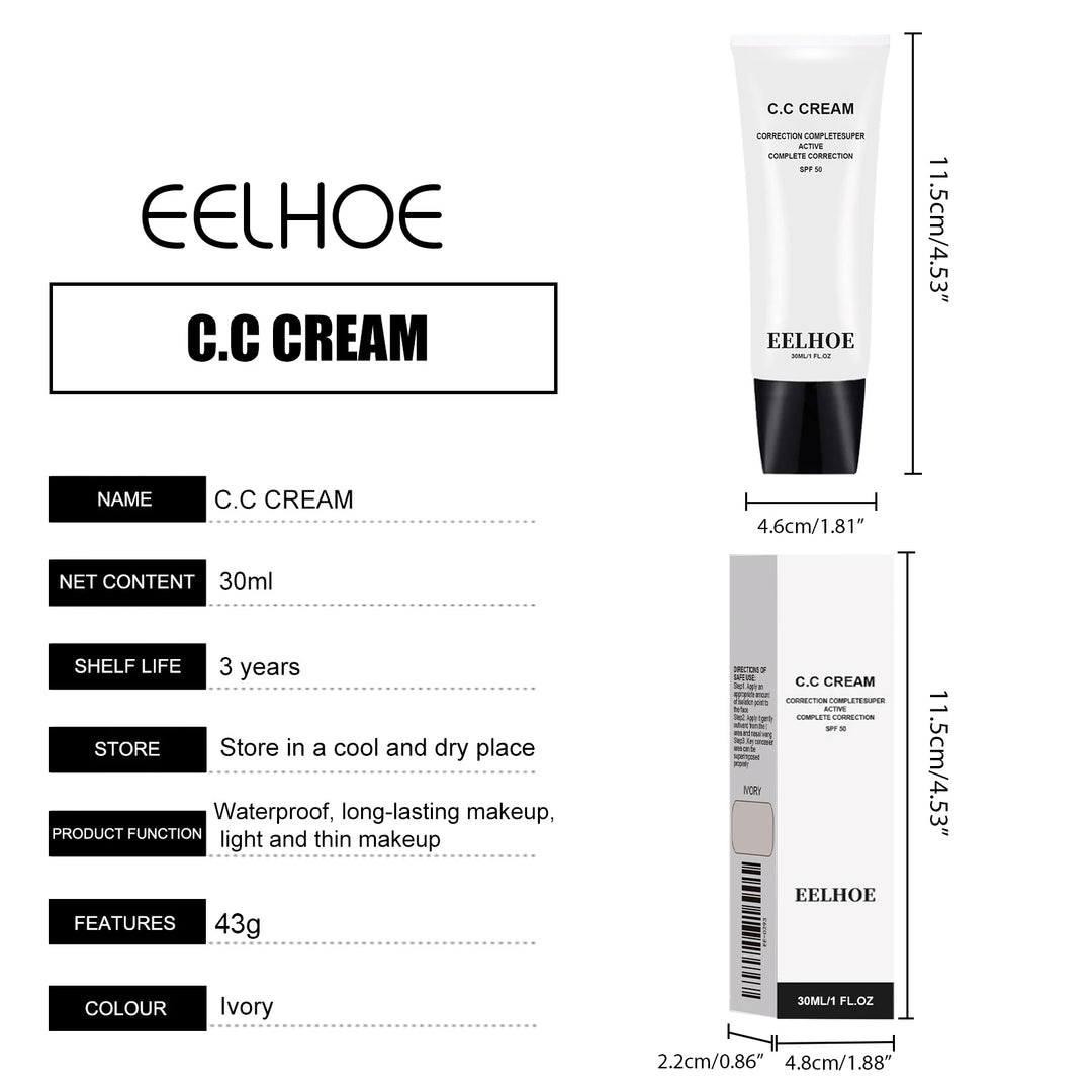 Eelhoe Makeup Base Cc Cream Foundation Waterproof Lasting Moisturizing Concealer Lighting Skin Brighten Matte Face Primer Cream