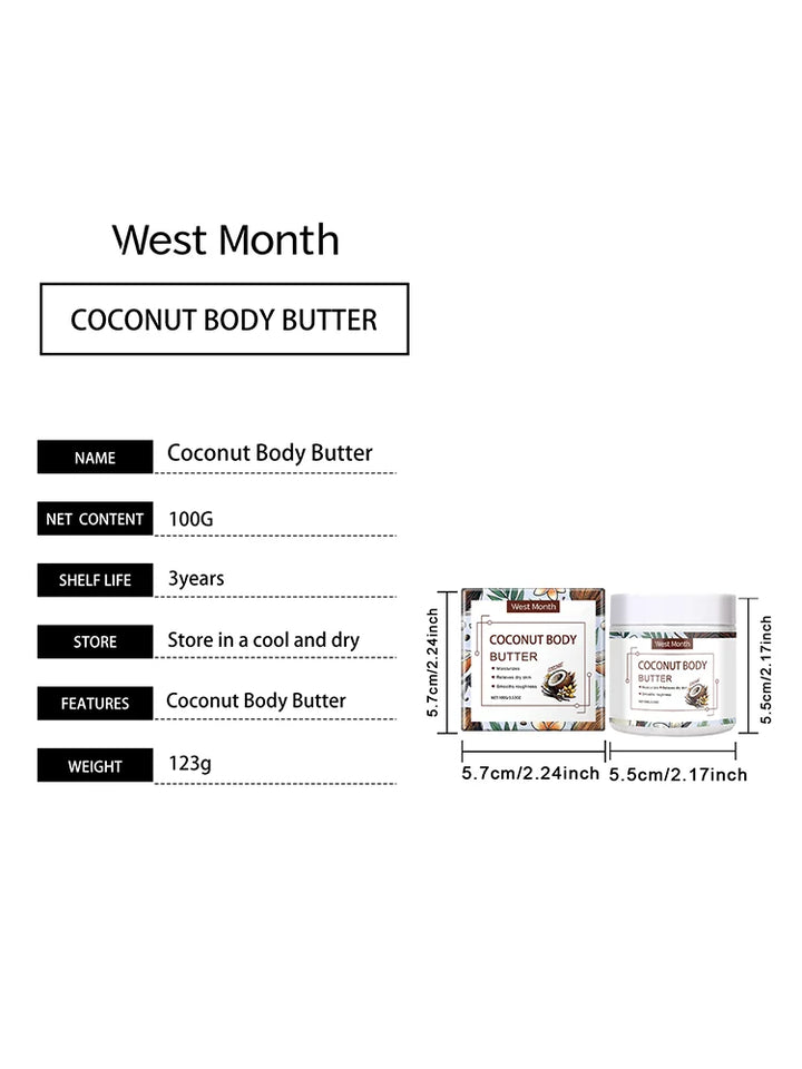 WEST MONTH Coconut,Rose,Mango Body Butter Deep Moisturizing Continuously Releases Moisture Winter Skincare 100g
