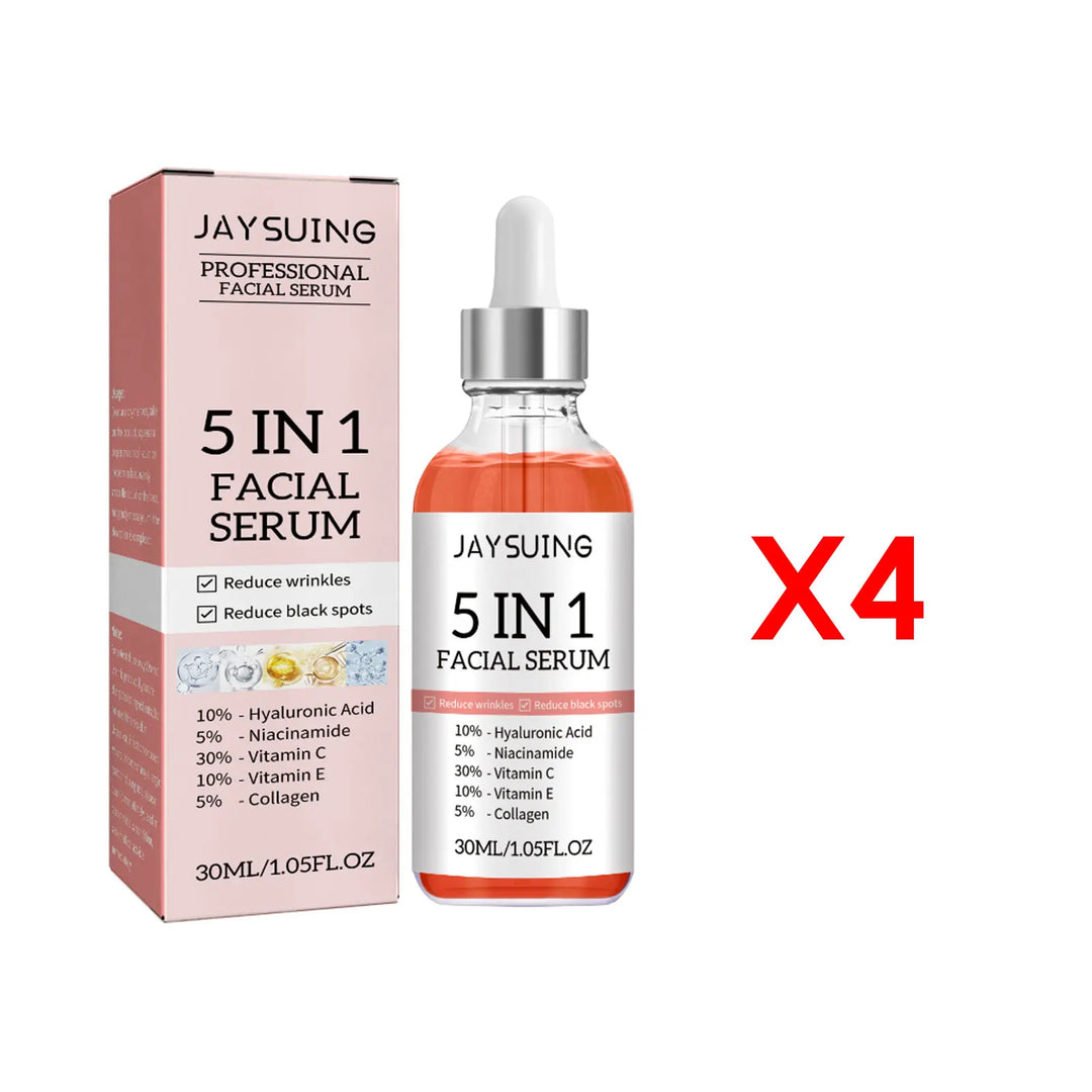 Professional Facial Serum 5 In 1 Reduce Black Spots Anti Aging Brighten Even Skin Tone Fine Lines Wrinkles Vitamin C Face Serum