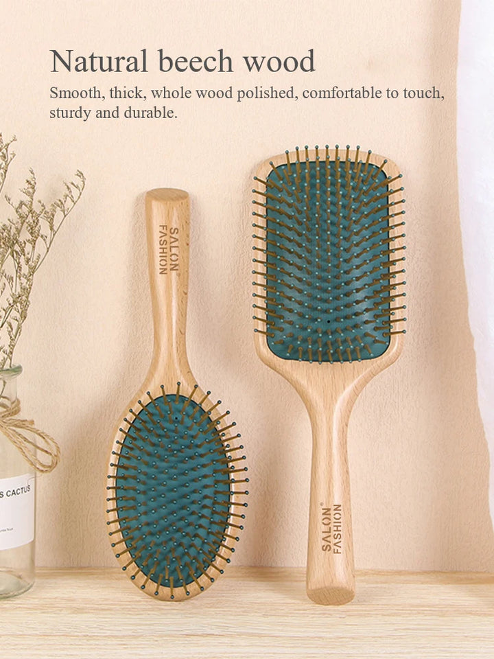 High Quality Wood Comb Professional Healthy Paddle Cushion Hair Loss Massage Brush Hairbrush Comb Scalp Hair Care Healthy Comb