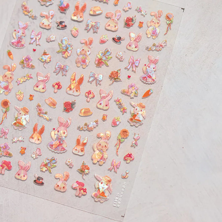 1PCS Crystal Diamond Nail Sticker Mix Pink Swan Flower Frame Butterfly Self Adhesive Nail Art Stickers DIY Cute Decoration Parts