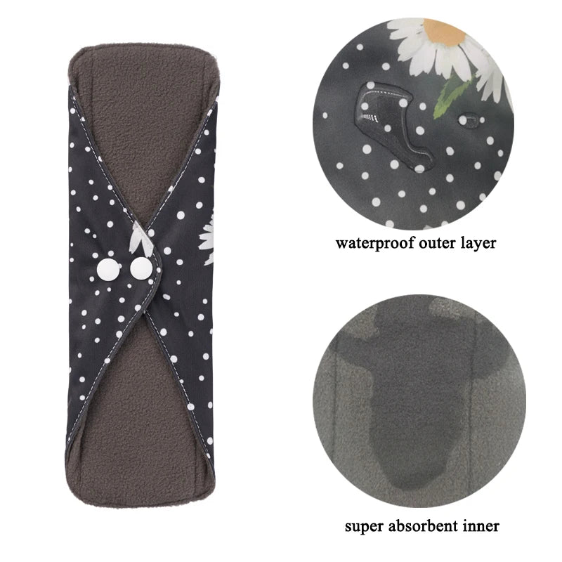 5PCS Small Medium Large Different Period Time Bamboo Reusable Menstrual Pads Washable Sanitary Towels for Lady Women Daily Night