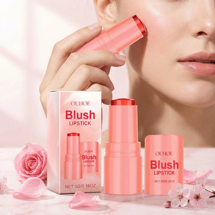 OUHOE 5G Blush Lipstick Non-Sticky Moisturizing Elastic Jelly Texture Lasting Nourishing Blush Lip Balm Natural Glossy Finish