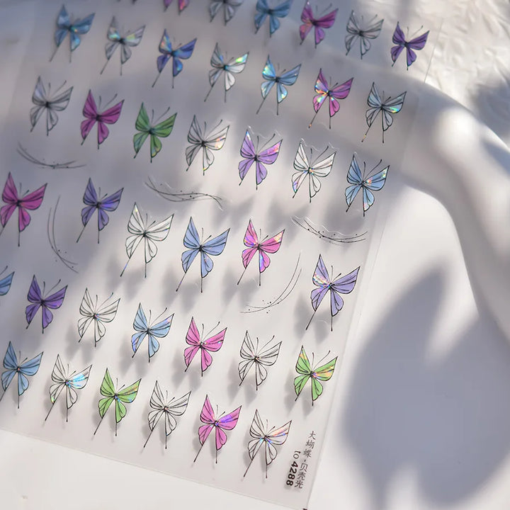 1PCS Crystal Diamond Nail Sticker Mix Pink Swan Flower Frame Butterfly Self Adhesive Nail Art Stickers DIY Cute Decoration Parts