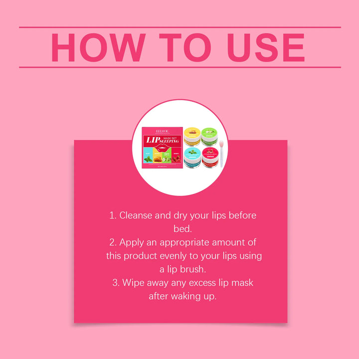 4 Flavor Lip Sleeping Mask Set Overnight Moisturizing Lip Care Exfoliating Remove Lip Lines Restore Soft Smooth Lip for Daily