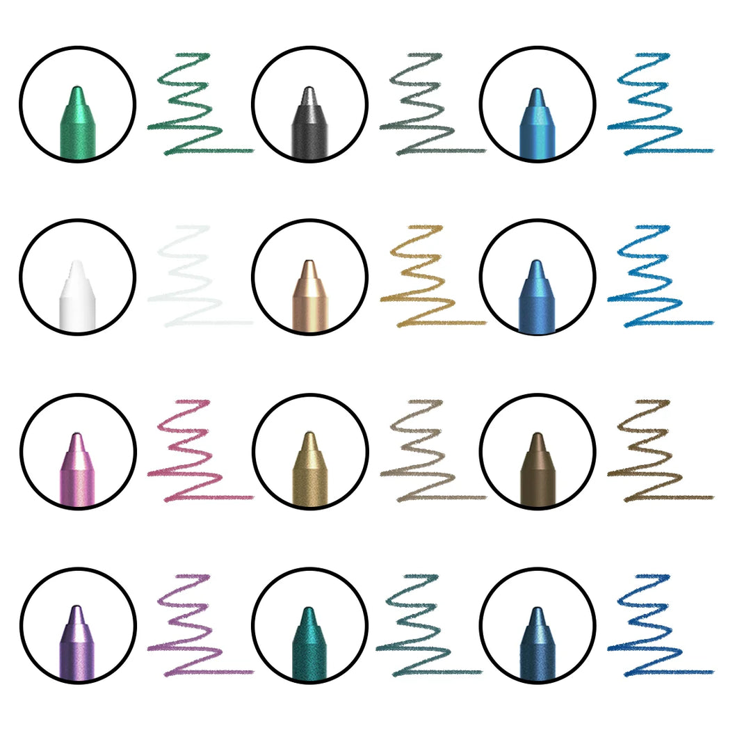 12 Colors Set Glitter & Shimmer Eyeliner Stick Pack - Long-Wearing Blue Tone Eyeliner Pencil with Smooth Application - Versatile