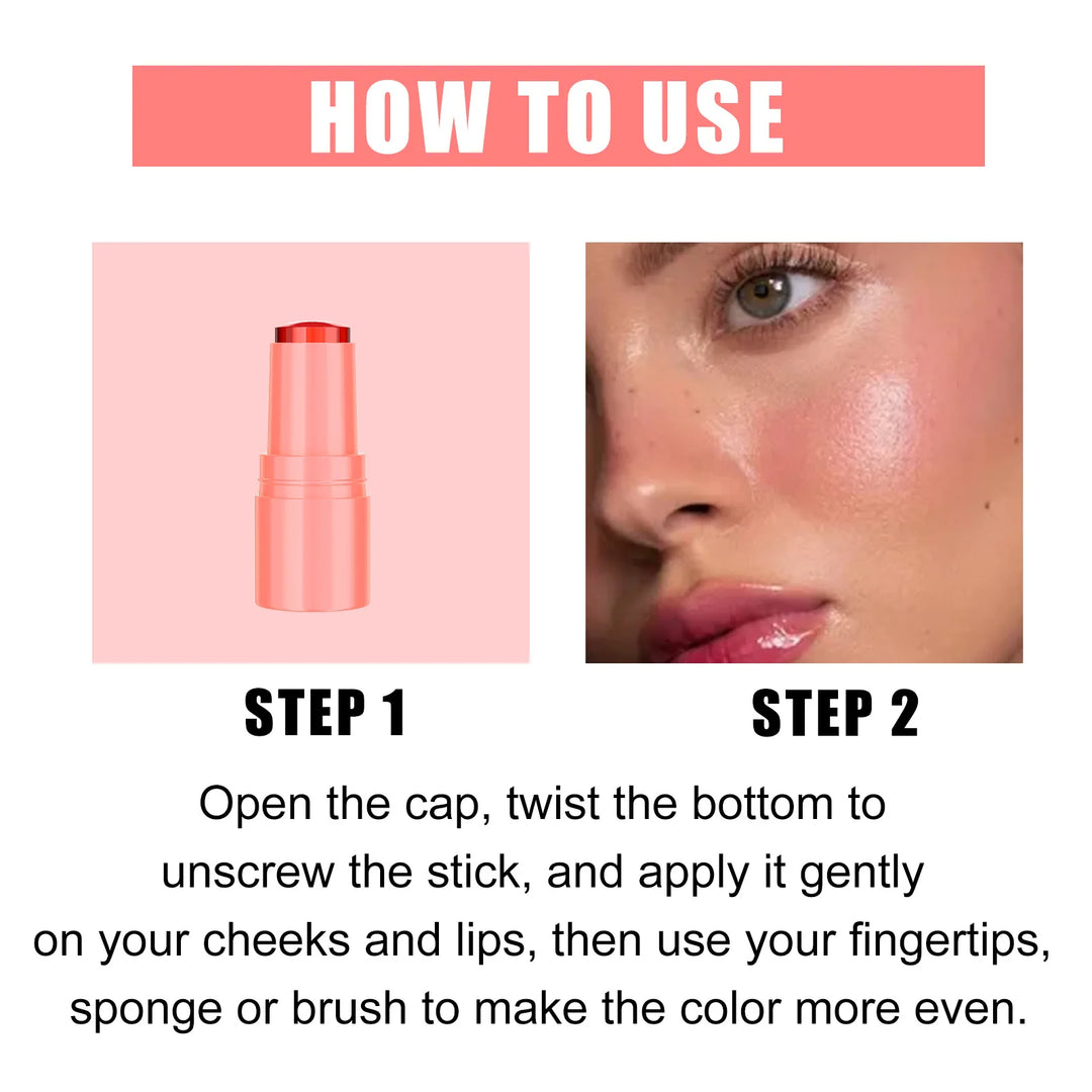 OUHOE 5G Blush Lipstick Non-Sticky Moisturizing Elastic Jelly Texture Lasting Nourishing Blush Lip Balm Natural Glossy Finish