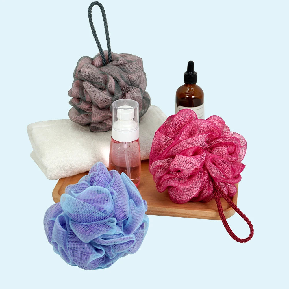 Shower Mesh Sponge Bath Puffs Bubble Ball Exfoliating Bath Sponge Body Scrubber Soft Cleanser Skin Scrub Bathroom Accessories