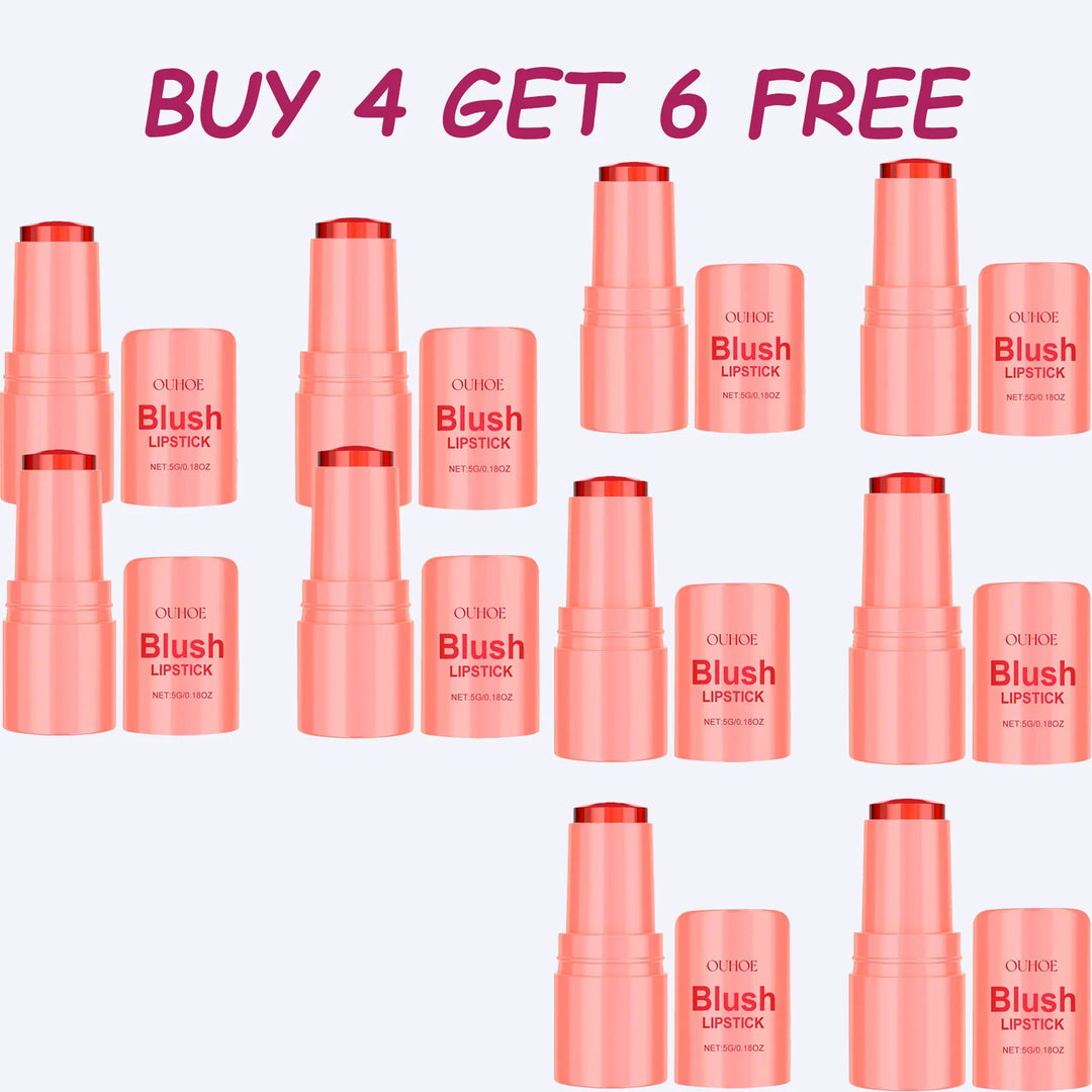 OUHOE 5G Blush Lipstick Non-Sticky Moisturizing Elastic Jelly Texture Lasting Nourishing Blush Lip Balm Natural Glossy Finish