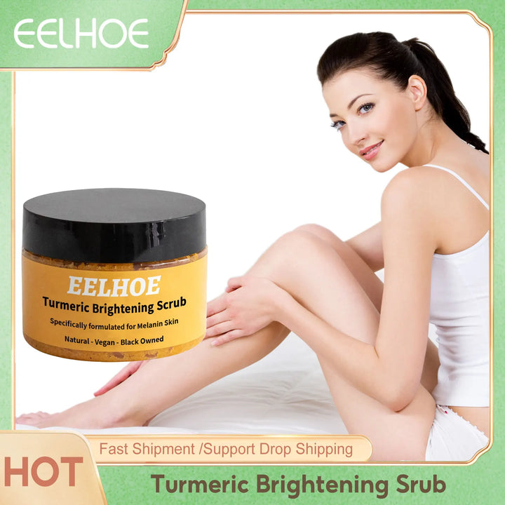 Vitamin E Turmeric Brightening Scrub Fade Melanin Skin Exfoliation Treatment Skin Glowing Restore Skin Hydration Skincare 100g