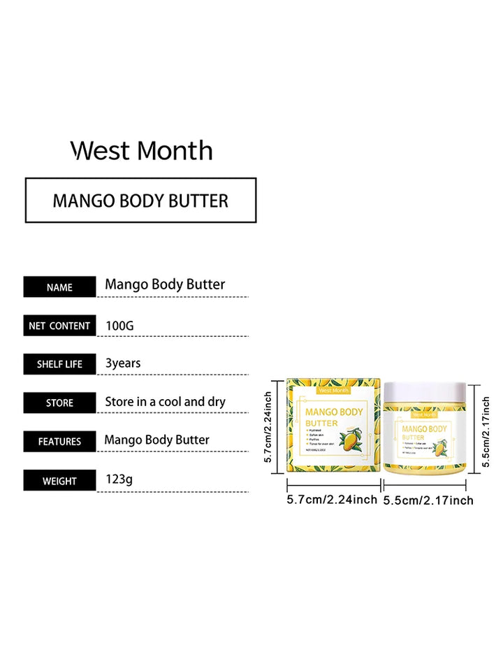 WEST MONTH Coconut,Rose,Mango Body Butter Deep Moisturizing Continuously Releases Moisture Winter Skincare 100g