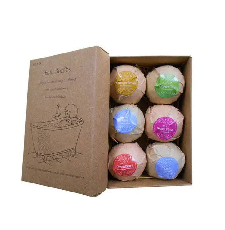 6Pcs Aromatherapy Bubble Bath Bombs with Coconut Oil Gift Bath Fizzies, Dropshipping
