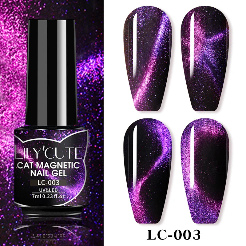 LILYCUTE 7ml 9D Cat Magnetic Gel Nail Polish Iridescent Magnet Semi Permanent Soak Off UV LED Manicure For Nail Art Gel Varnish