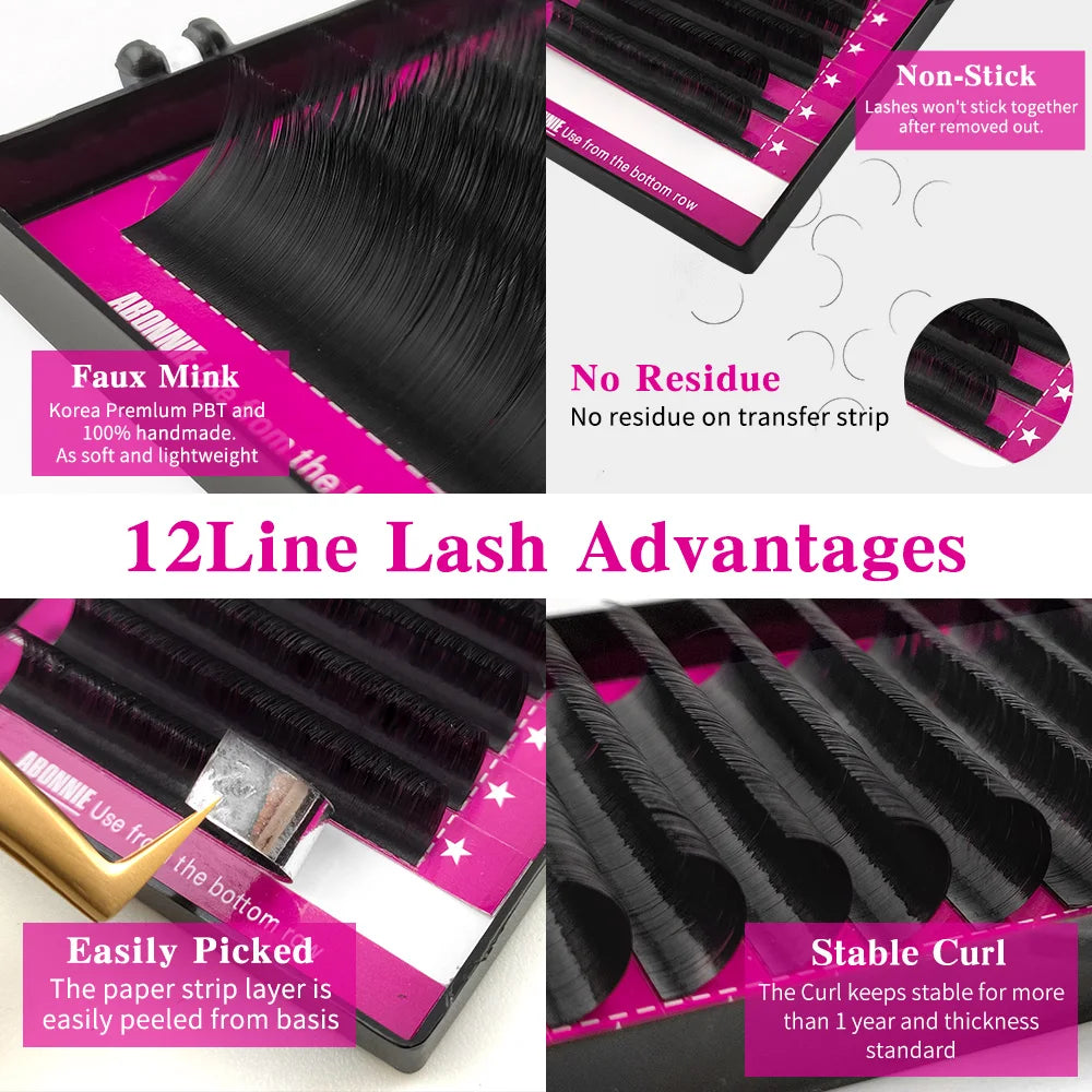Abonnie  Fluffy Classic Lashes Extensions Premium Individual Eyelashes Extensions Volume Cilios All Szie
