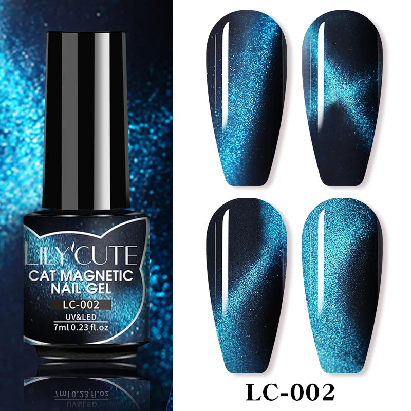 LILYCUTE 7ml 9D Cat Magnetic Gel Nail Polish Iridescent Magnet Semi Permanent Soak Off UV LED Manicure For Nail Art Gel Varnish