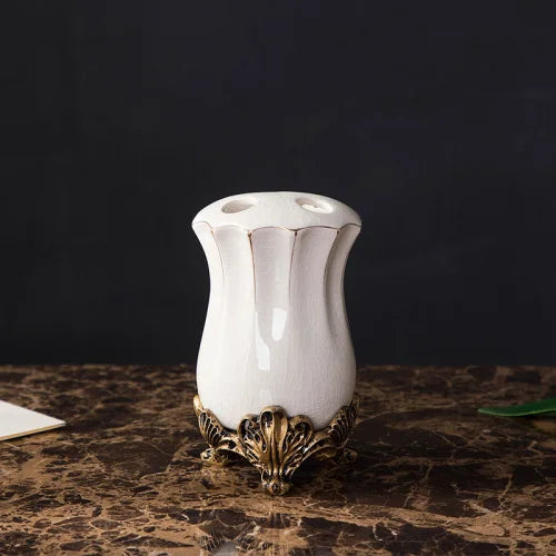 European Style Bathroom Five-piece Suit Bathroom Supplies White Kit Toiletries Wash Set Home Ceramics Decorative Accessories