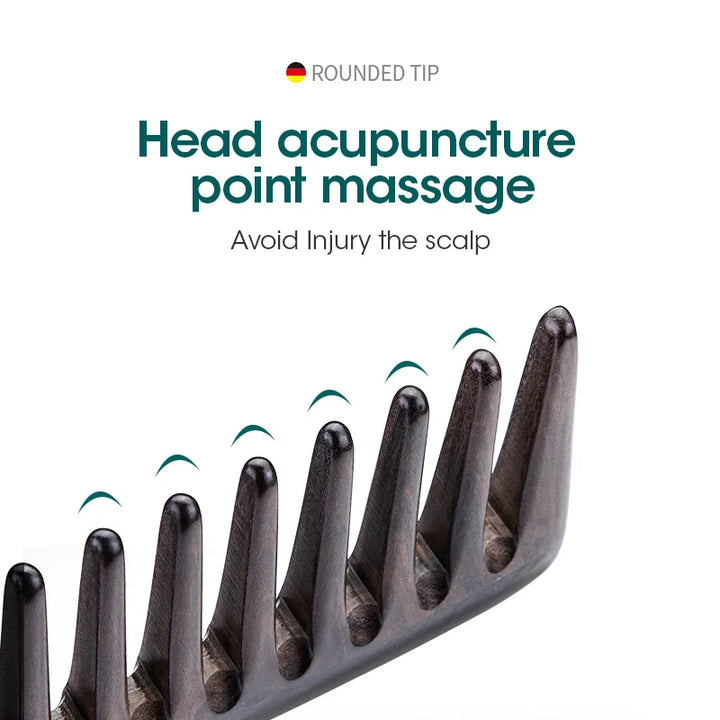 MR.GREEN Natural Wood Comb Wide Tooth Wet Hair Combs Anti-Static Styling Comb for Long Hair Head Acupuncture Point Massage