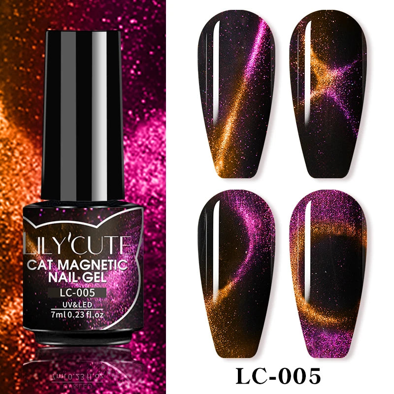 LILYCUTE 7ml 9D Cat Magnetic Gel Nail Polish Iridescent Magnet Semi Permanent Soak Off UV LED Manicure For Nail Art Gel Varnish