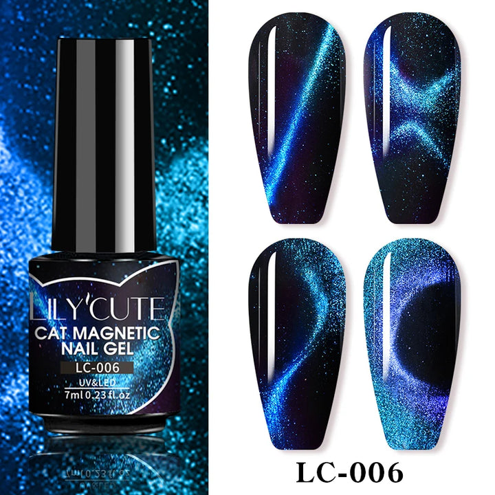 LILYCUTE 7ml 9D Cat Magnetic Gel Nail Polish Iridescent Magnet Semi Permanent Soak Off UV LED Manicure For Nail Art Gel Varnish