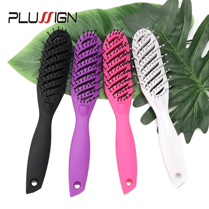 Styling Curly Hair Brush Salon Massager Comb Brush Detangling Drying Brush Anti Static Curved Vent Brush Scalp Massage Comb