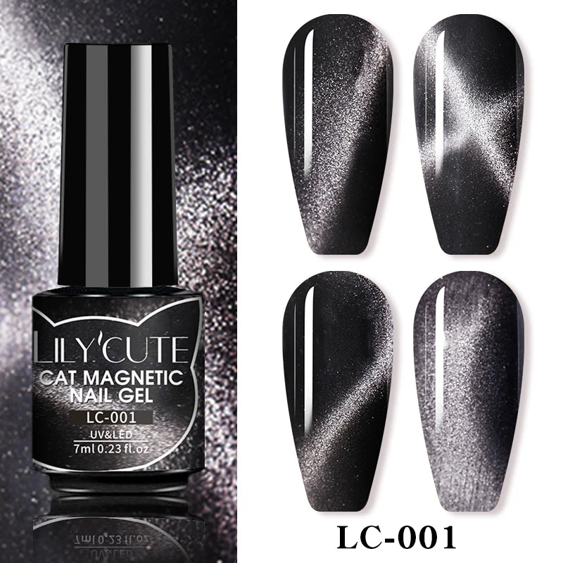 LILYCUTE 7ml 9D Cat Magnetic Gel Nail Polish Iridescent Magnet Semi Permanent Soak Off UV LED Manicure For Nail Art Gel Varnish