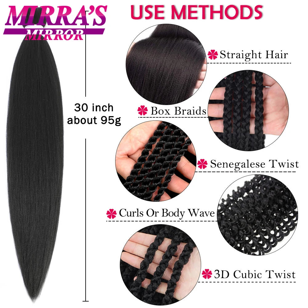 Pre Stretched Braiding Hair Ombre Jumbo Braids Hair Extensions YAKI Straight Synthetic Braid 1/3/6/8/10 Pcs Bulk Mirra's Mirror